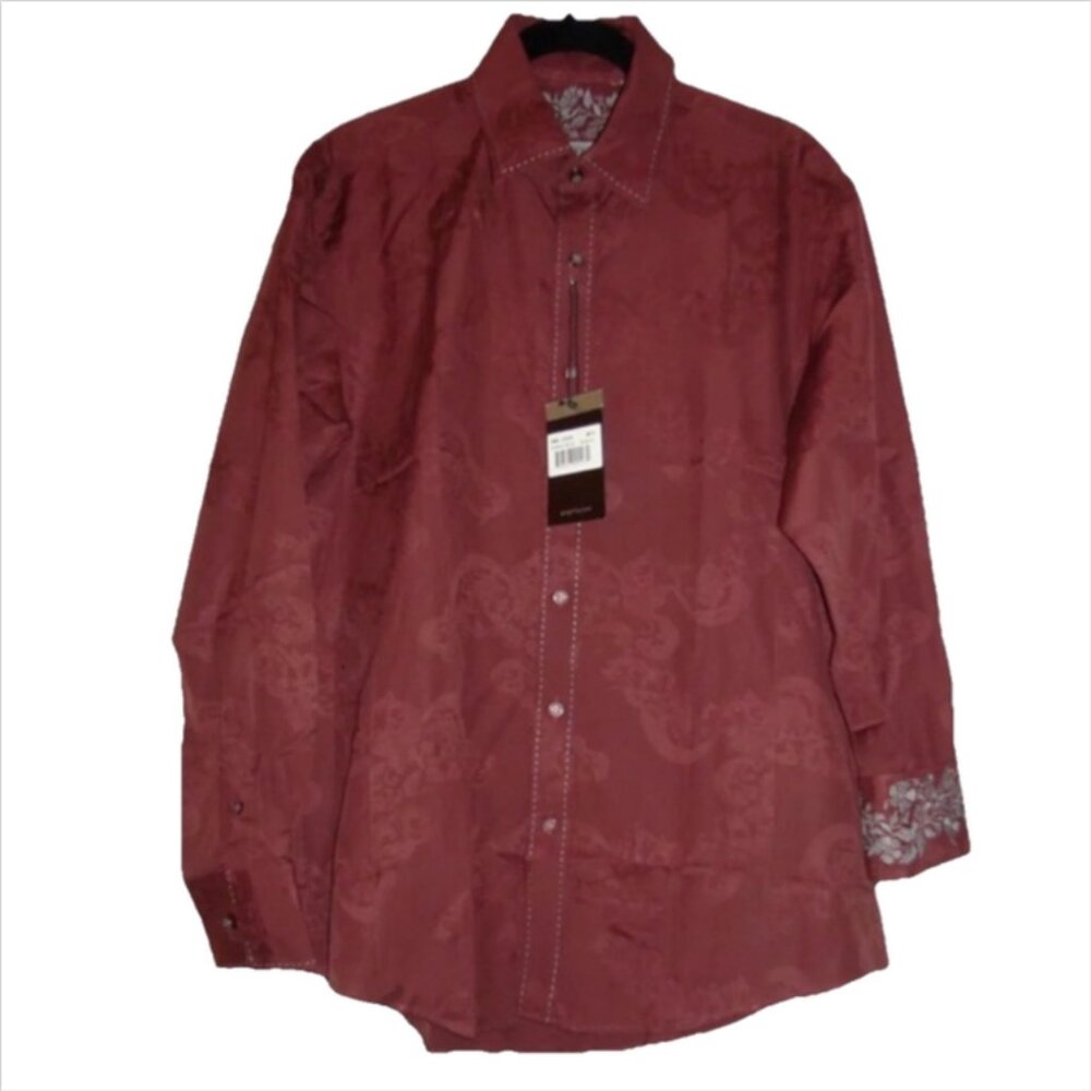 Zagiri Sunset Blvd Burgundy Paisley Button Down Sports Shirt
